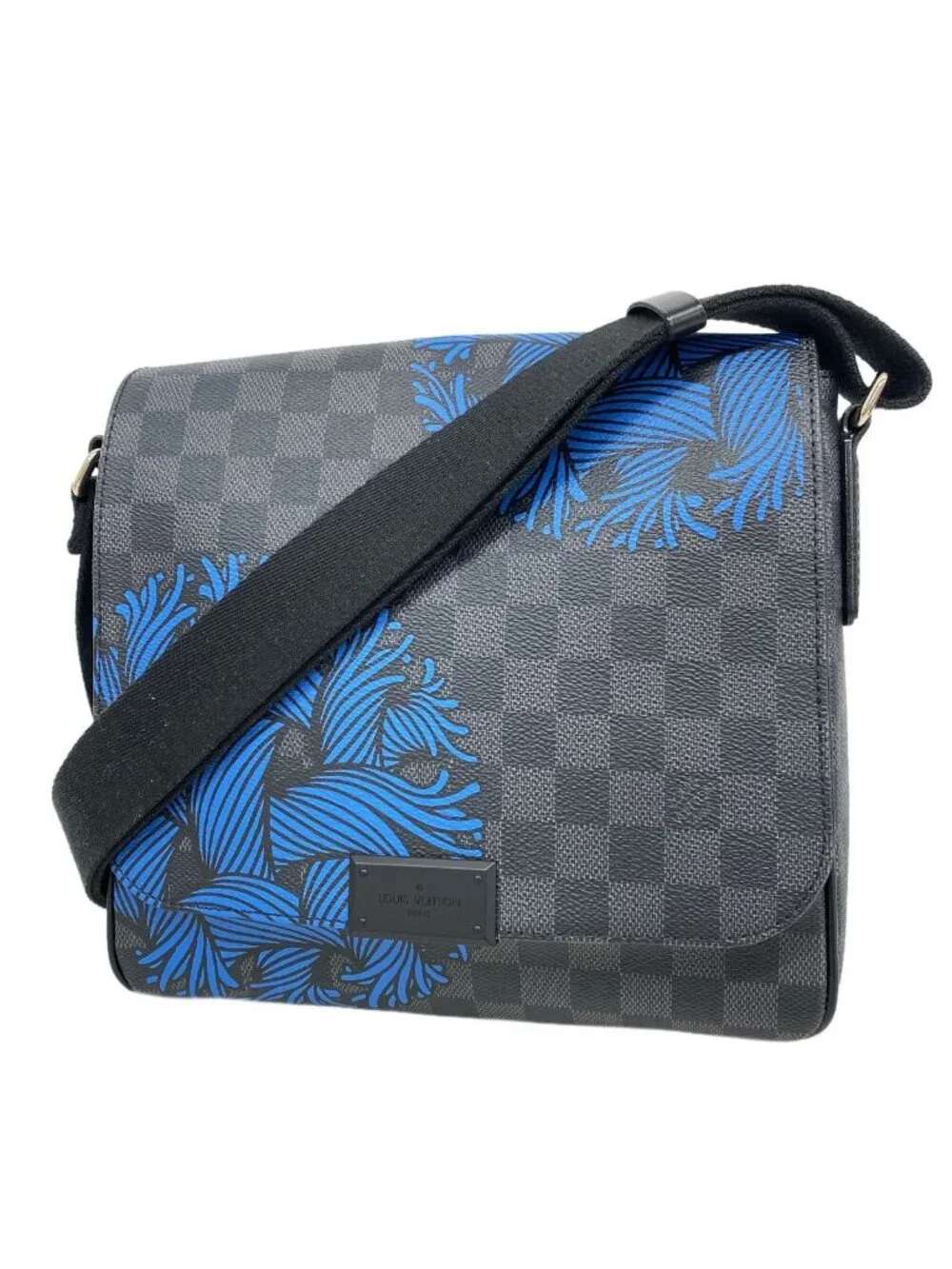 Louis Vuitton Shoulder Bag Damier Graphite District PM Black Blue